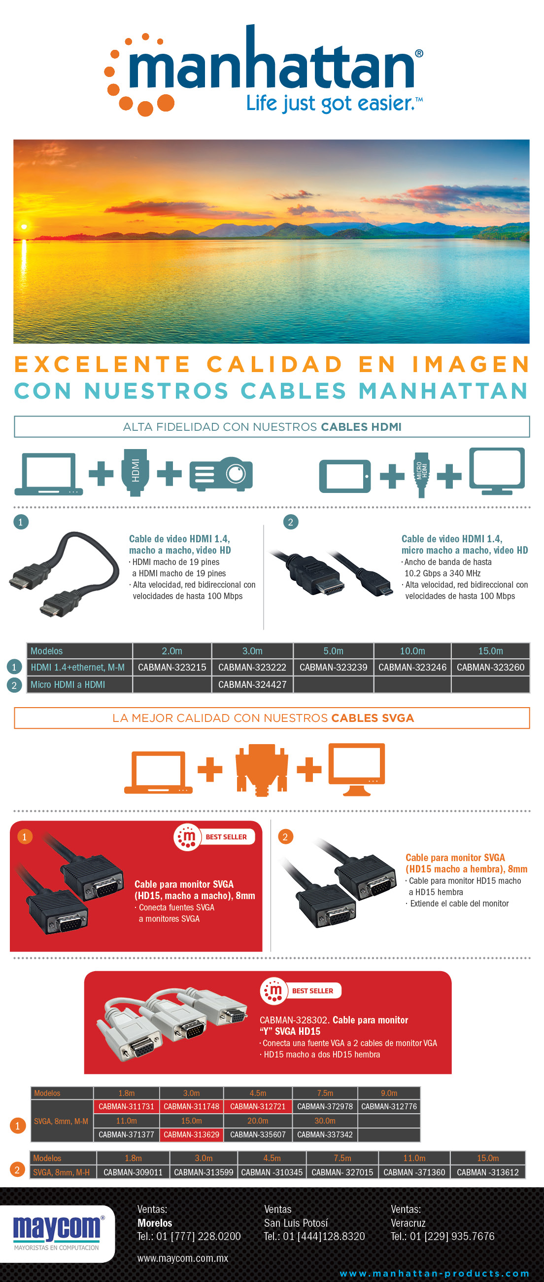 Manhattan - Los mejores cables del mercado - Maycom mayoristas en computación - Micrositio